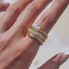 Zora Designer Minimalist 18K Gold-plated Stainless Steel Round Ring With Rhinestones Waterproof Trendy Women's Daily Jewelry