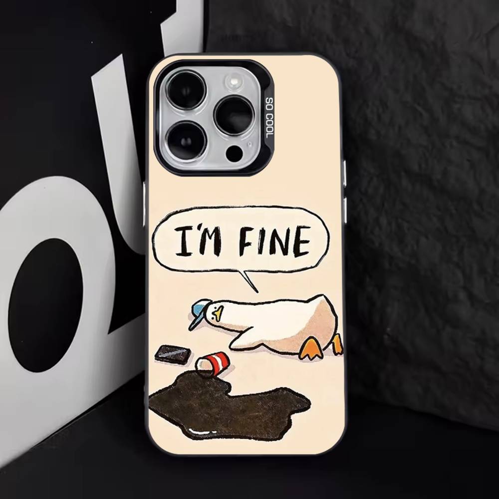 Funny D-Duck Cartoon For iPhone 11,12,13,14,15,16,17,Pro,Max,Plus,E,Air,Mini Phone Case IMD Matte Black