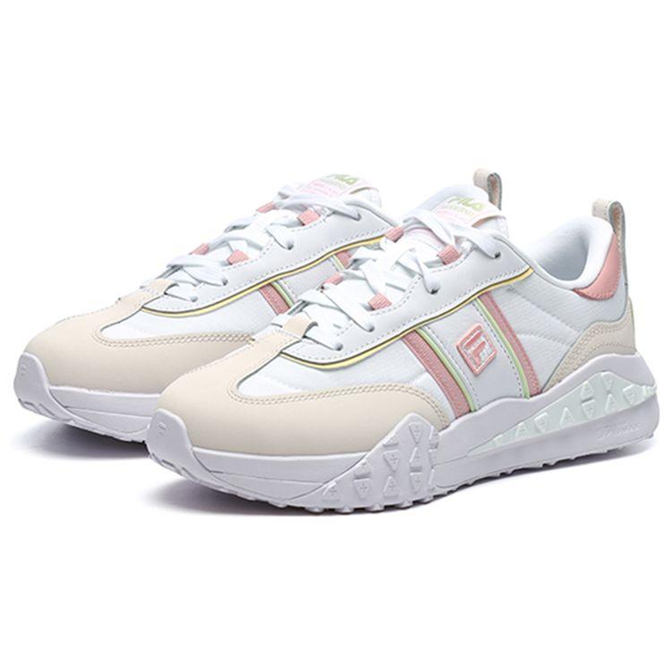 FILA Brick Fabric Synthetic Leather Two-Layer Cowhide Comfortable Low-Top Lifestyle Shoes Women sneaker White Pink F12W211119FWS