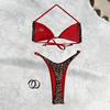 2024 Leopard Print Spaghetti Strap Triangle Bikini Women's Sexy Swimwear