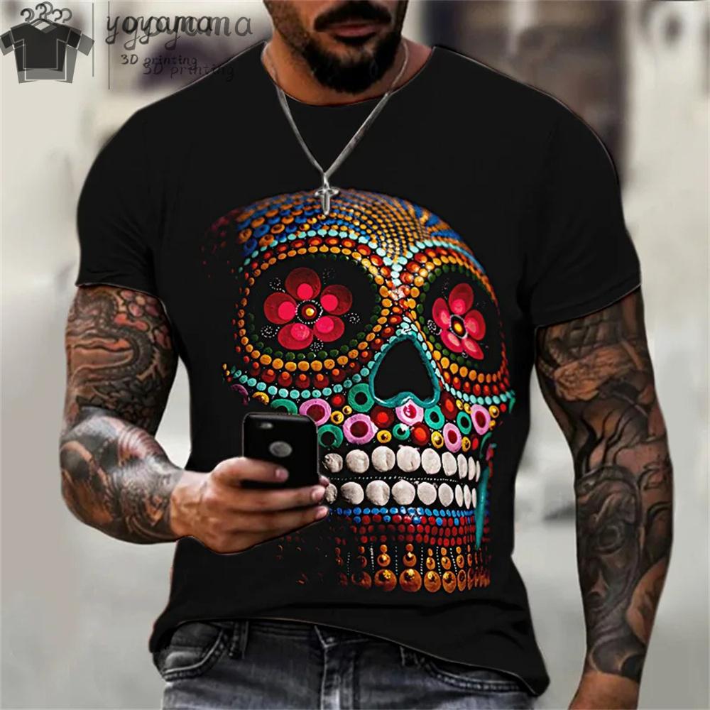 Summer Short Sleeve Tee Unisex T Shirts High Quality Short Sleeve Tee Tee Shirt Unisex Clothes Skull Print Clothes Unisex Funny T-shirt