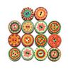 50PCS 20MM Mixed Random Flower Painting Round 2 Holes Wood Wooden Buttons for Sewing Crafting