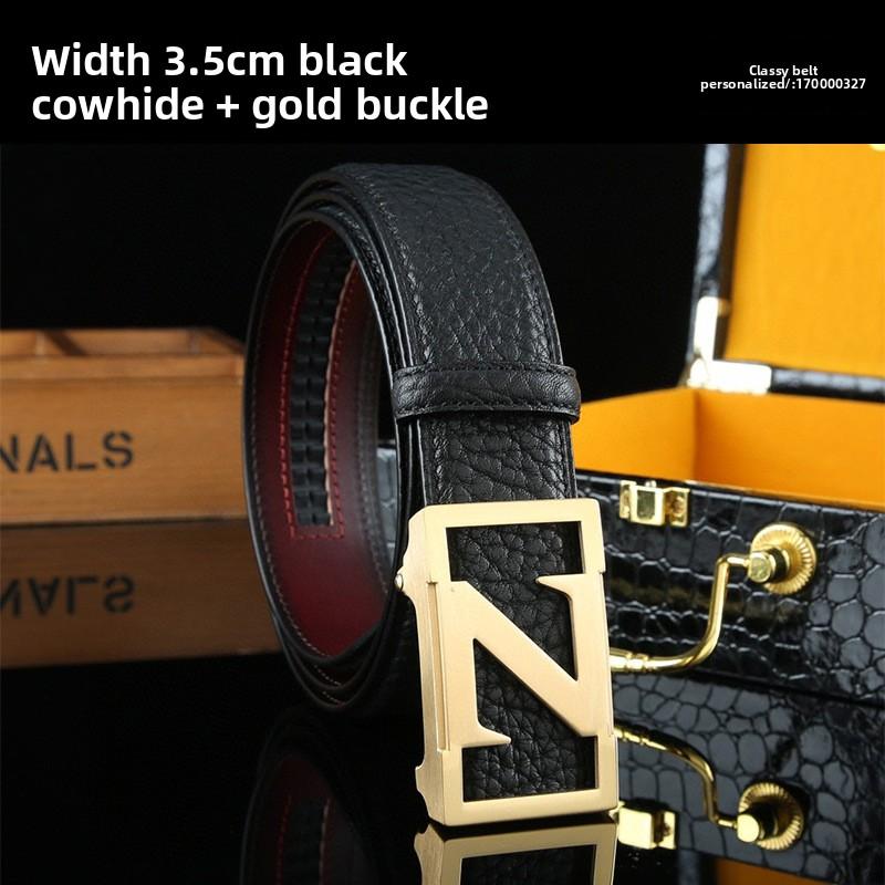 

Belt men s genuine leather durable smooth buckle belt fashioneasiest for match 105cm