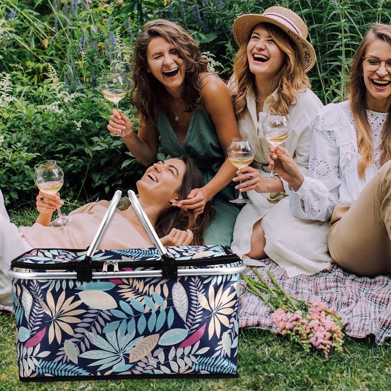 30L Lunchkorb mit großem Fassungsvermögen, zusammenklappbar, isoliert, Picknicktasche, Klappkorb, für Outdoor-Camping, Reise-Mahlzeittasche