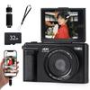 4K Digital Camera Can Send Smartphone 64 Million Pixels 3.0-inch 180-degree Rotating Display Wide-angle Macro Lens 16x Zoom MicroSD Compatible Up