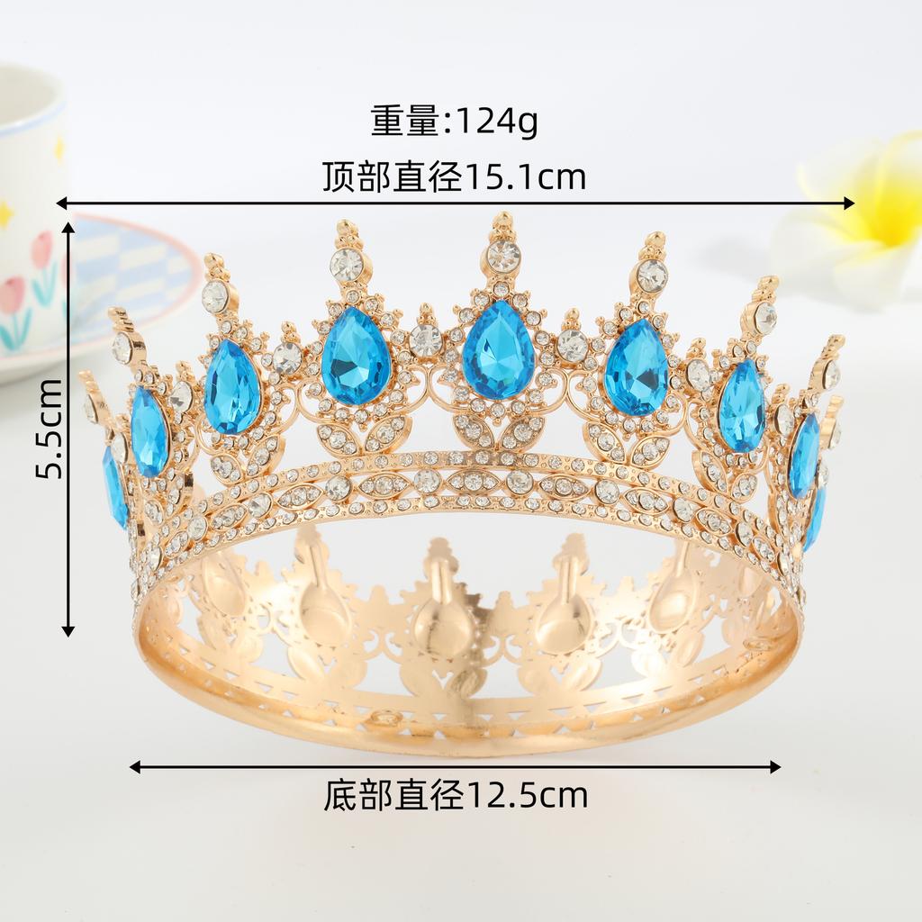 Luxury New Arrival Birthday Party Bridal Performance Crown Princess High-end Wedding Bride Headpiece Round Crown Tiara