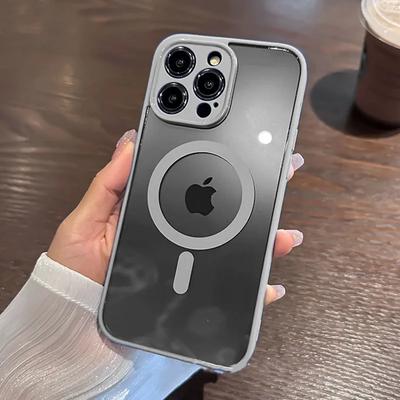 Luksusowe magnetyczne etui do ładowania bezprzewodowego Magsafe do iPhone'a 15 14 13 12 11 Pro Max, odporne na wstrząsy, przezroczyste etui