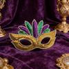 Purple Green Yellow Sequin Mardi Gras Masque Masquerade Venetian Carnival Half Face Mask Halloween Cosplay Accessories+