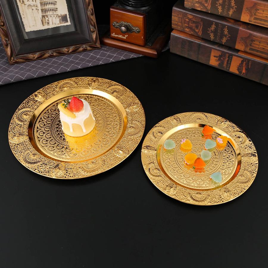 Light Luxury High-end European Round Tray Living Room Handicrafts Gifts Creative Ornaments Fruit Plate Afternoon Tea Pastry Plate