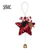 Decorative Star for Home Glitter Bell Ornaments, Sequin Hanging Decoration with Bow Pine Decor Bows Cone, Sparkly Christmas Tree Pendant Holiday Party