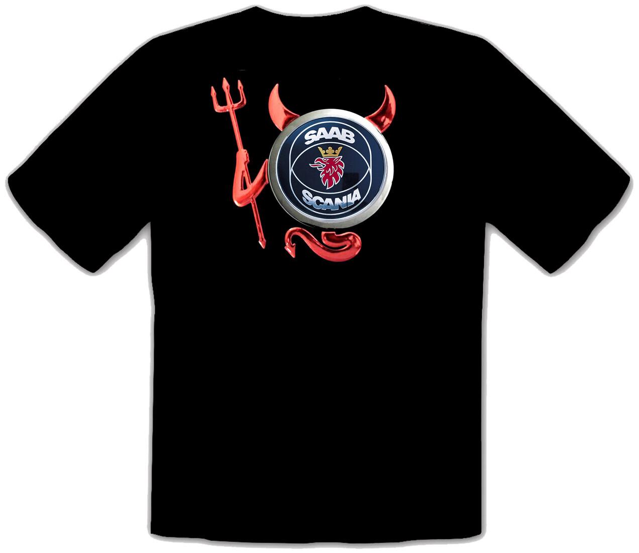 26 Saab Scania Truck Devil Devil Car Logo Car Black T-Shirt -230- Unisex T-Shirt M