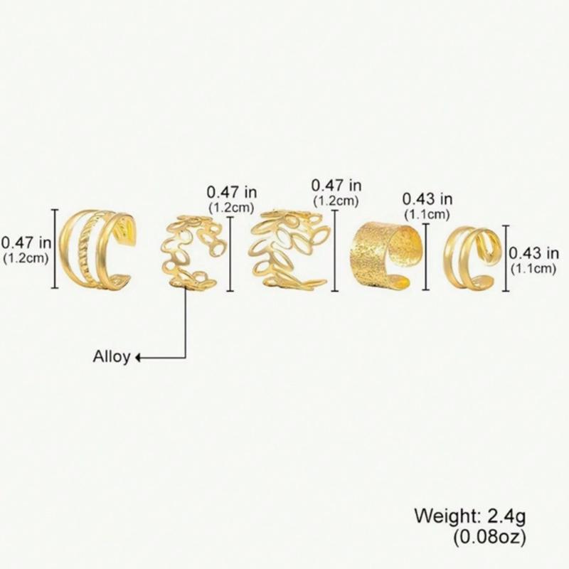 5pcs/Set Gold Bride Clip-On Earrings Set