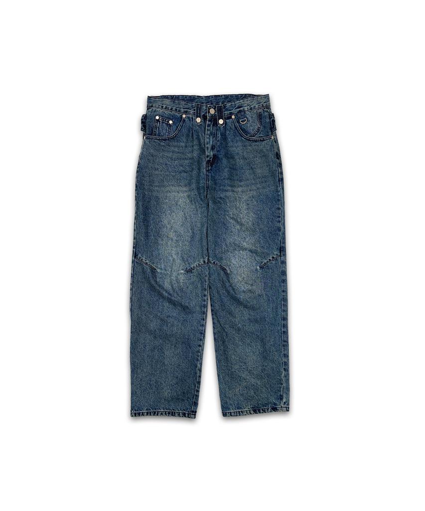 Aejyuttingkeumamaindeu Loose Fit Stacked Washed Denim_Blue