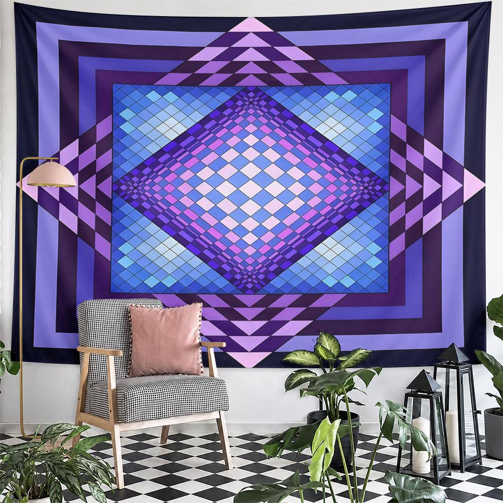 Geometric Colorful Diamond Pattern Pattern Wall Hanging Tapestry Decorative Tapestry Home Decor for Bedroom and Living Room
