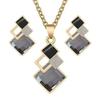 Elegant Fashion Minimalist Square Diamond Inlaid Necklace Earrings Set For Women Collarbone Chain Accessories Creative Gifts