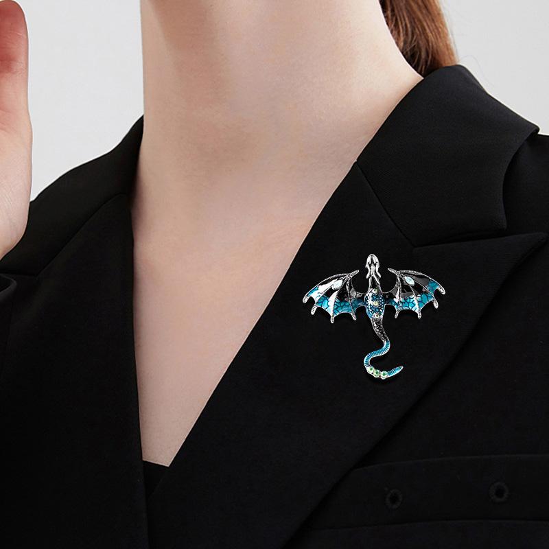 Creative Simulation Dragon Colorful Hand Drawn Metal Brooch for Women Men Stylish Lapel Pins Jewelry Accessories Gift 1PC