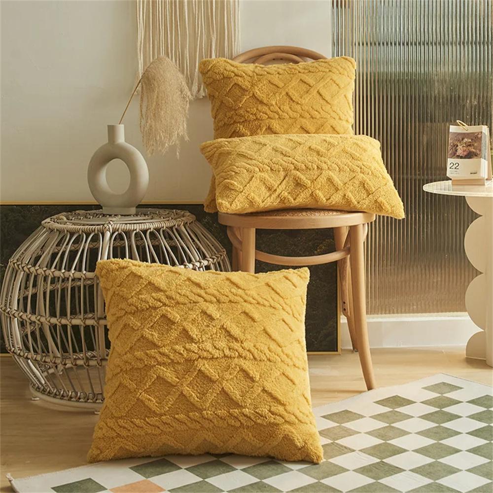 Olanly Vridstickad Plyschkuddfodral 45x45 Vintage Stickat Kuddfodral för Soffa Soffkudde Plyschkuddfodral 50x50cm