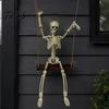 Dekorativer Schaukel für Halloween Schwingende Skelett Dekoration, 35" Groß Spukhaft Hängend mit Langlebigem Sonnenlichtbeständigem Requisit Holz Hof, Garten, Veranda,
