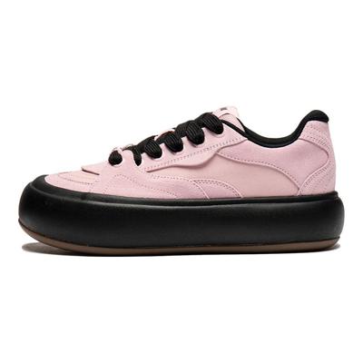 Li Ning Puff Platform Comfortable Versatile Shock Absorbing Wear Resistant Low Top Skate Shoes Women Sneaker Sweet-Apricot-Pink AZGU012-5