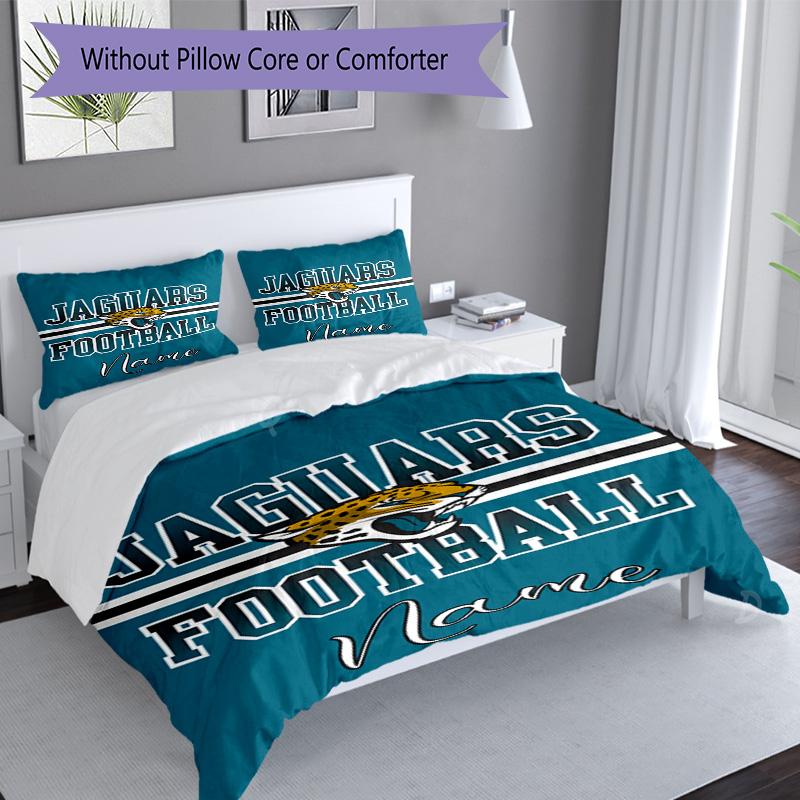 Jaguars Football 3-teiliges Bettwäsche-Set, Weiche atmungsaktive bedruckte Bettbezug mit 3 Kissenbezügen für Schlafzimmer Heimdekoration