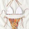 Women Colorful Tiger Leopard Print Bikini Set Shiny Metallic 2 Piece Tie Side Swimsuit