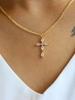 Fashion New Zircon Inlaid Cross Necklace Pendant Jewelry for Women Gold Color Long Clavicle Chain Necklaces