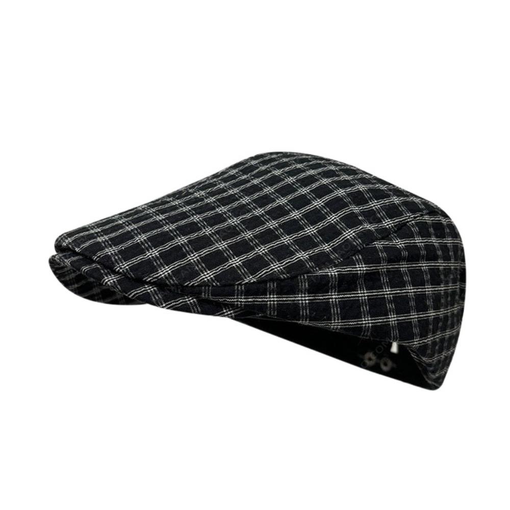 Korean Style Plaid Berets Forward Cap Painter Hat Retro Newsboy Caps  Student