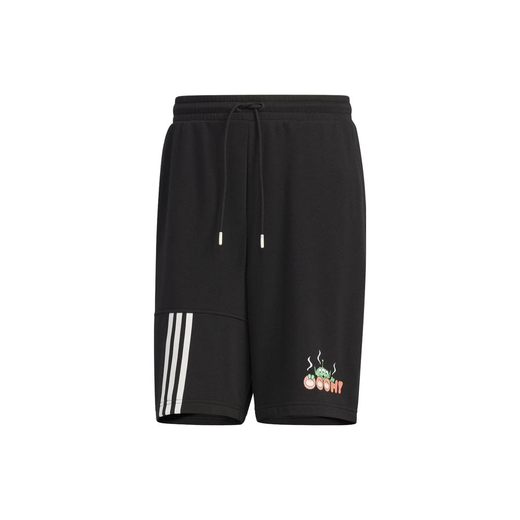 Adidas Neo X Disney Toy Story Casual Quarter-Stripe Cartoon Print Drawstring Shorts Men Bottoms Black IP9371