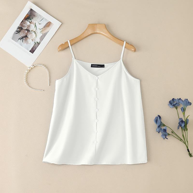 ZANZEA Womens Summer Solid Color Casual Sleeveless Straps Sling Camisoles