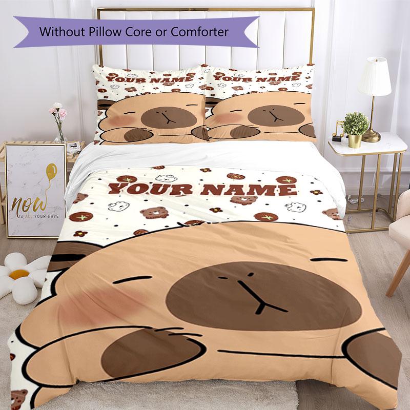 3PC Custom Name Bear Friends Forever Bedding Set Duvet Cover Closure Includes 1 Duvet Cover & 2 Pillowcases for Bedroom