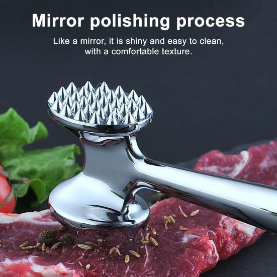 Yousheng Dual-Sided Meat Tenderizer Dishwasher Safe Kitchen Mallet Hammer Tool with Soft Handle Manual Metal Pounder for Tenderizing Chicken Steak