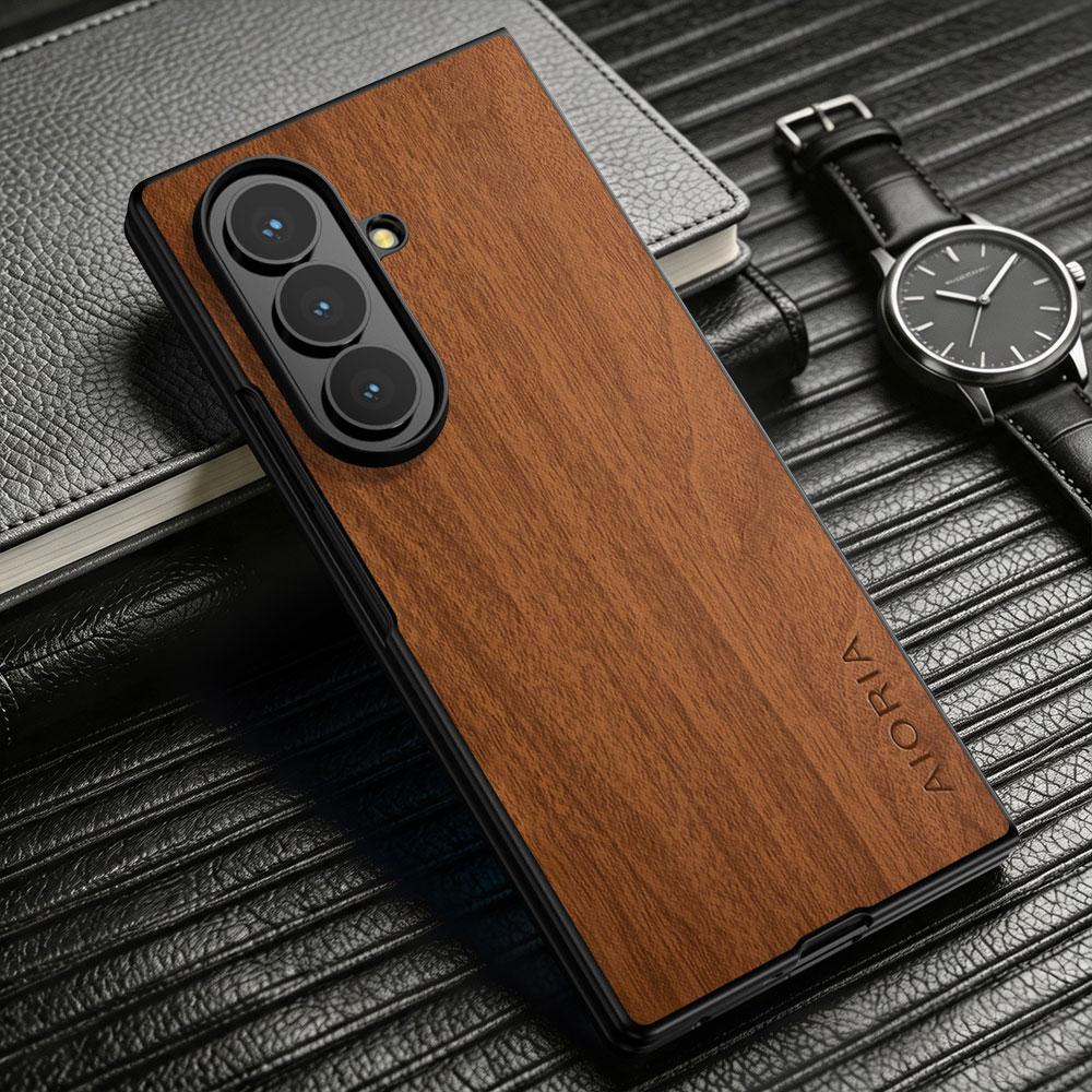 For Samsung Galaxy Z Fold 8 Ultra 7 6 5 4 3 Case Capa Funda Retro Wooden Pattern Pu Leather Elagant Phone Case for Fold8 Coque