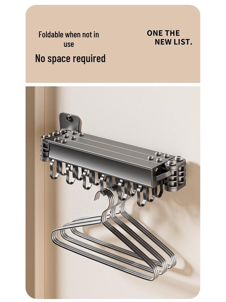 Wall-Mounted Retractable Folding Clothes Drying Rack for Indoor/Balcony Use