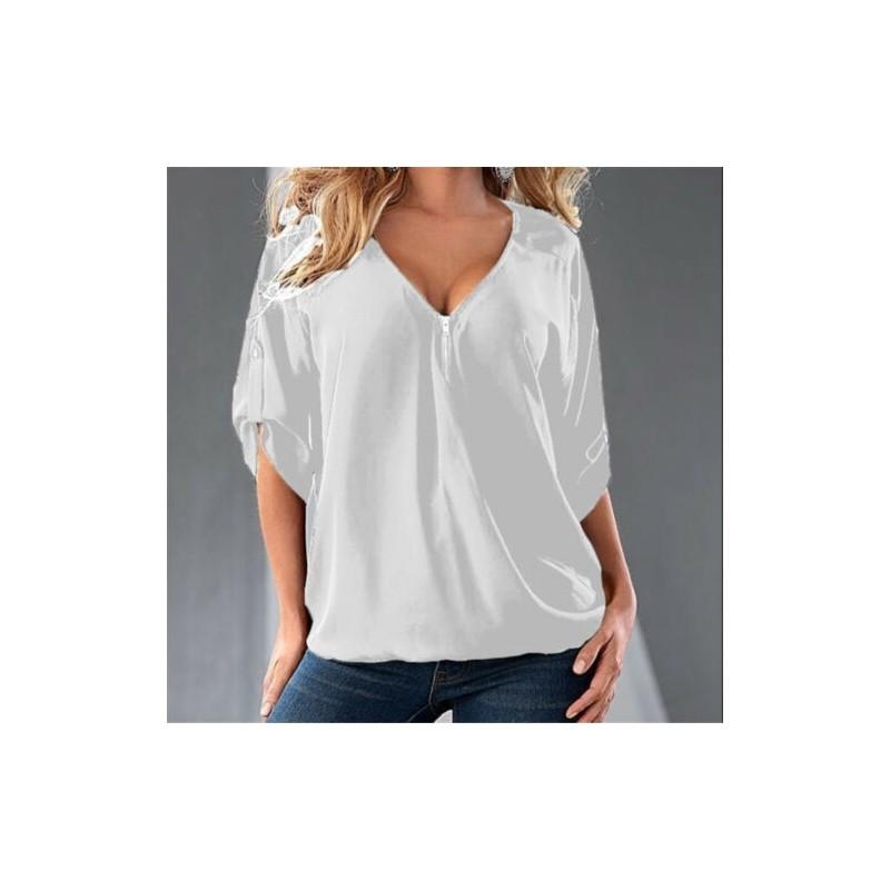 Relaxed Fit Polyester Long Sleeve Vneck Shirt For Women With Spliced Pattern Perfect For Spring