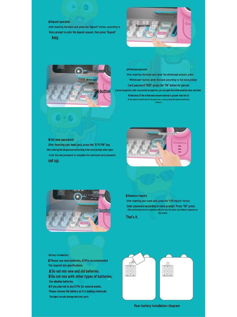 Smart ATM Money Box with Face Recognition and Password, Automatic Coin Loader - Children's Toy Safe