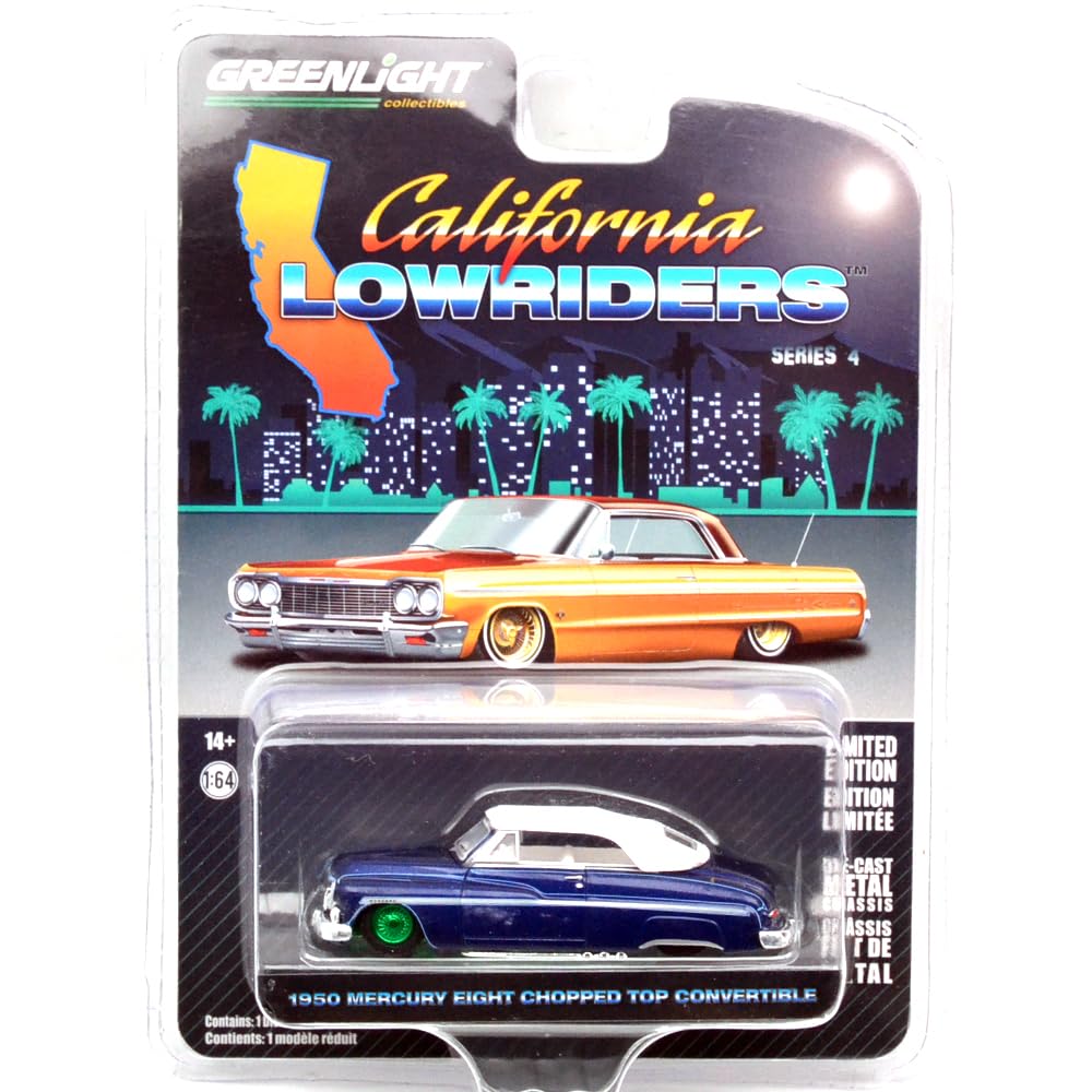 GREENLIGHT 164 Scale California Lowriders Series 4 - 1950 Mercury Eight Chop-Top Convertible (Green Machine) 63050-B-CHASE