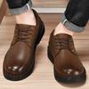 Leather Big Head Stitched Leather Shoes Wide Head Round Head Retro Polished Tooling Shoes Martin Breathable Casual Men's Shoes