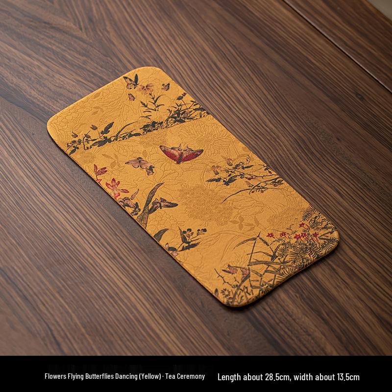 Xiangyunsha Chinese Zen Double-Sided Waterproof Tea Mat - Thickened Tablecloth for Dry Brew