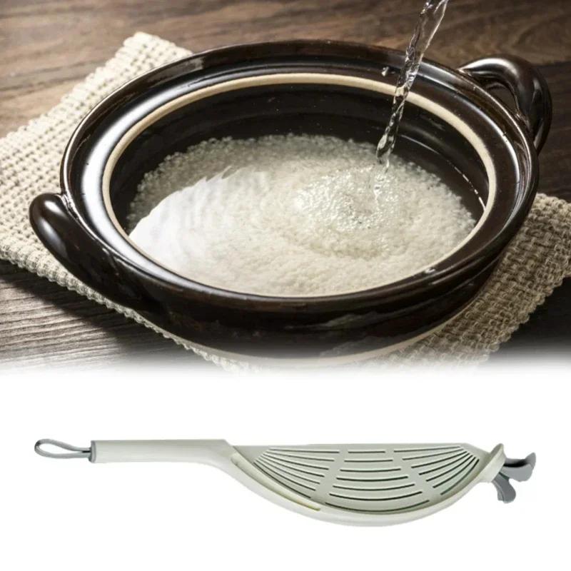 Kitchen Household Multifunctional Small Hole Long Handle Rice Washer That Does Not Harm Hands Filtering Draining Tools