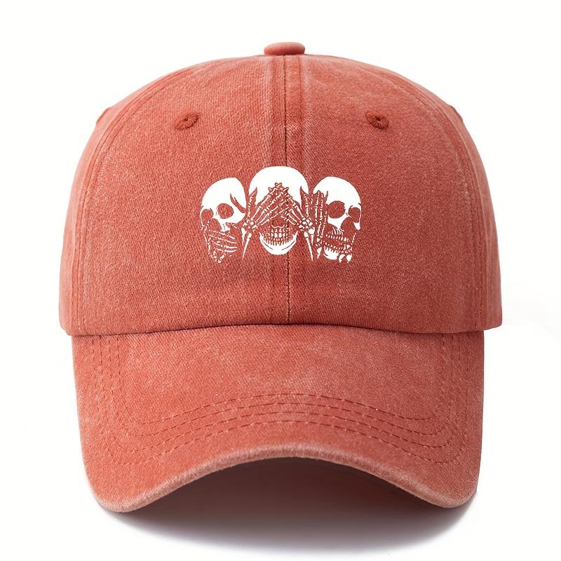 Unisex Fashionable Versatile Printed Skull Gesture Baseball Cap Lightweight Curved Brim Trucker Baseball Cap