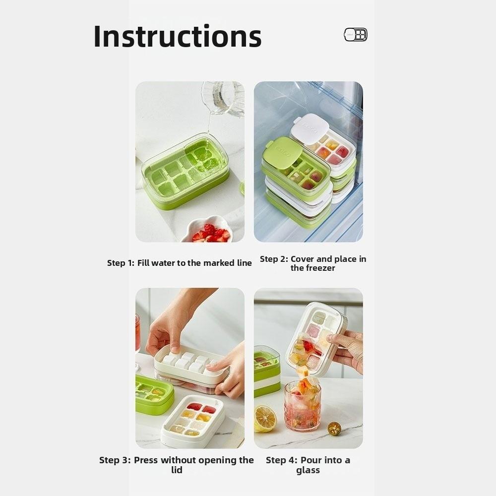 Easy Release Ice Cube Maker 8 Grid Ice Molds Storage Box Multi-Function Ice Freezer  Kitchen Gadget