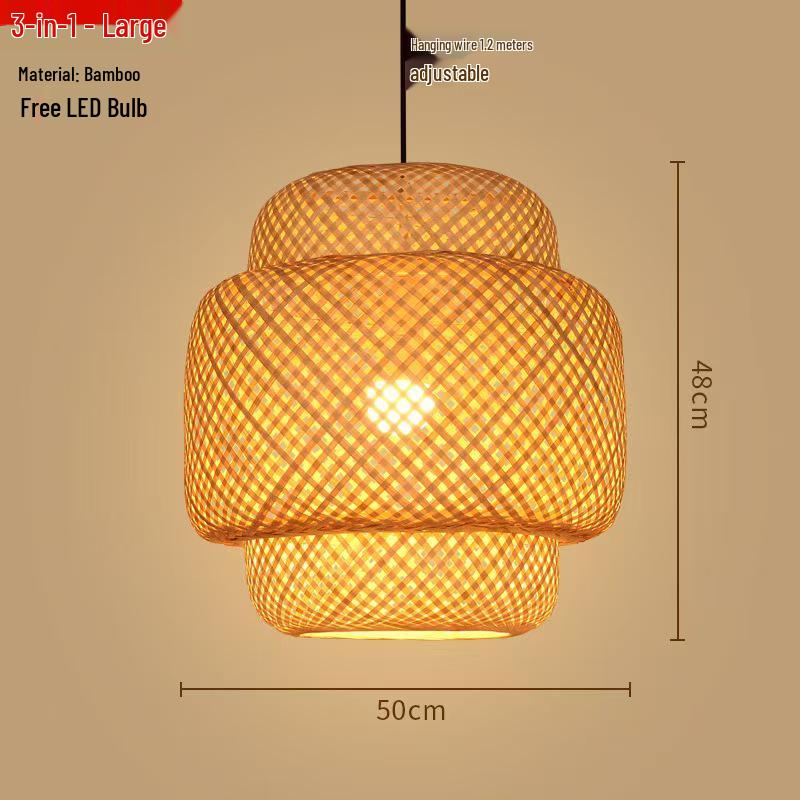Bamboo Weaving Pendant Lamp - Zen Tea Room & Restaurant Lighting, New Chinese Style Rattan Lantern