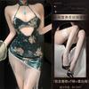 Sex Underwear World Rich Flower Velvet Printing Ancient Cheongsam Pure Desire Temptation Hip Skirt Set