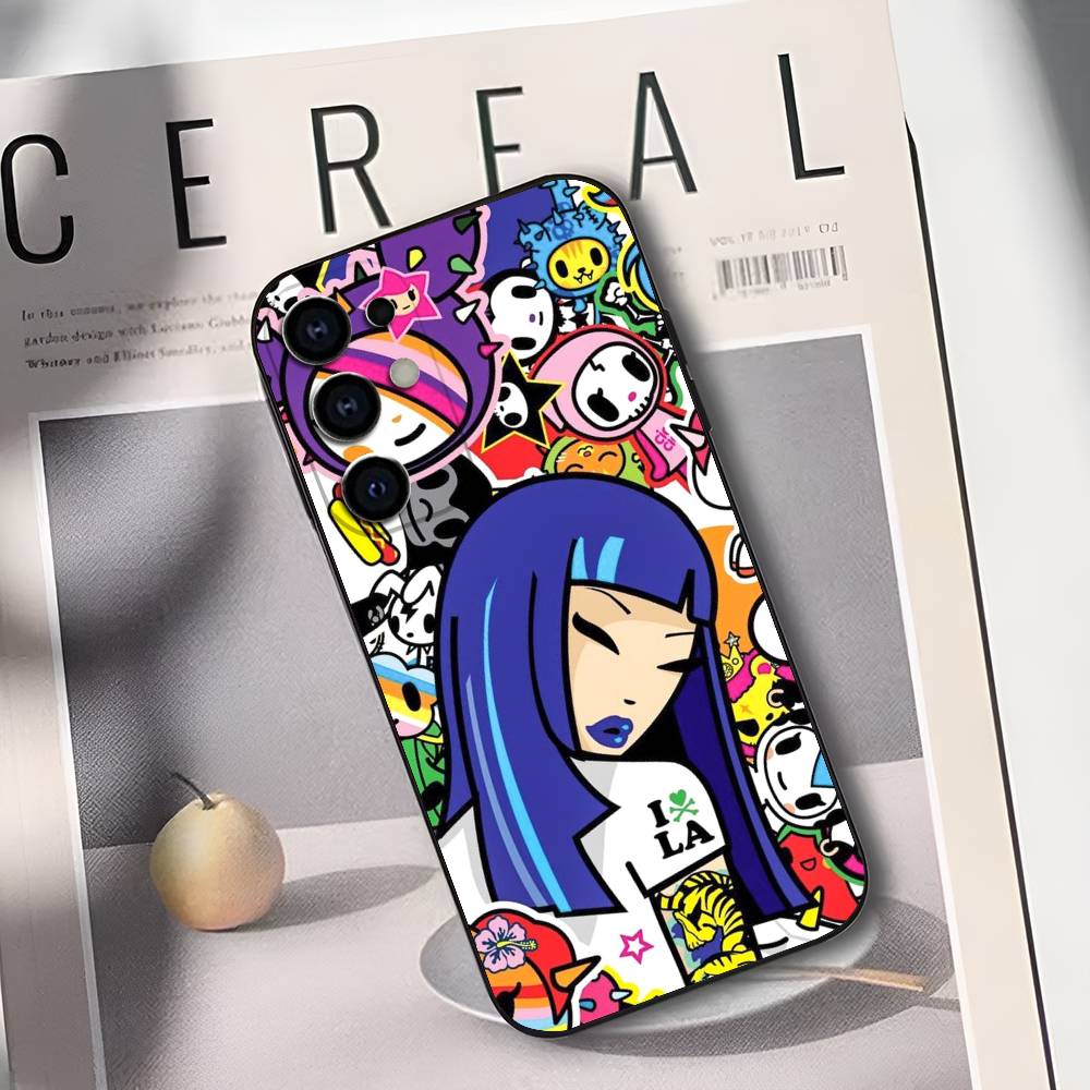 Japan T-Tokidokis Phone Case For Samsung S25,S24,S21,S22,S23,S30,Ultra,S20,Plus,Soft Silicone Black Cover
