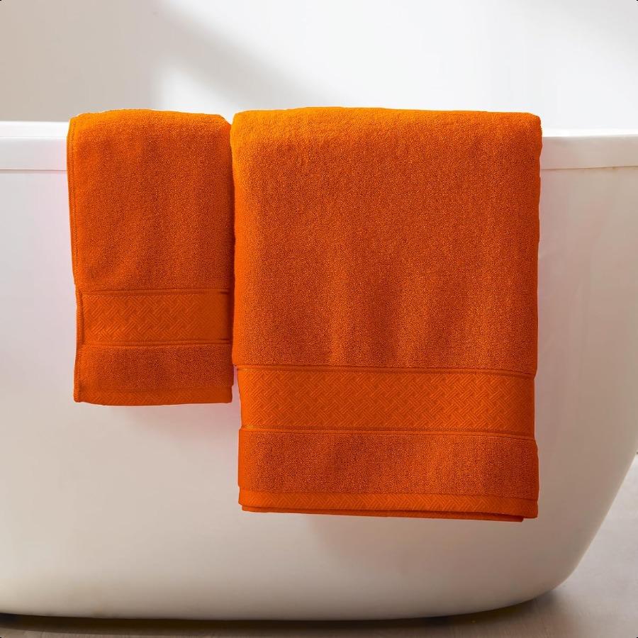 Orange Bath Towel Set 6 Piece 2 Bath Towels 2 Hand Towels 2 Washcloths Luxury 100 Turkish Cotton 650GSM Hotel Quality Soft Abso