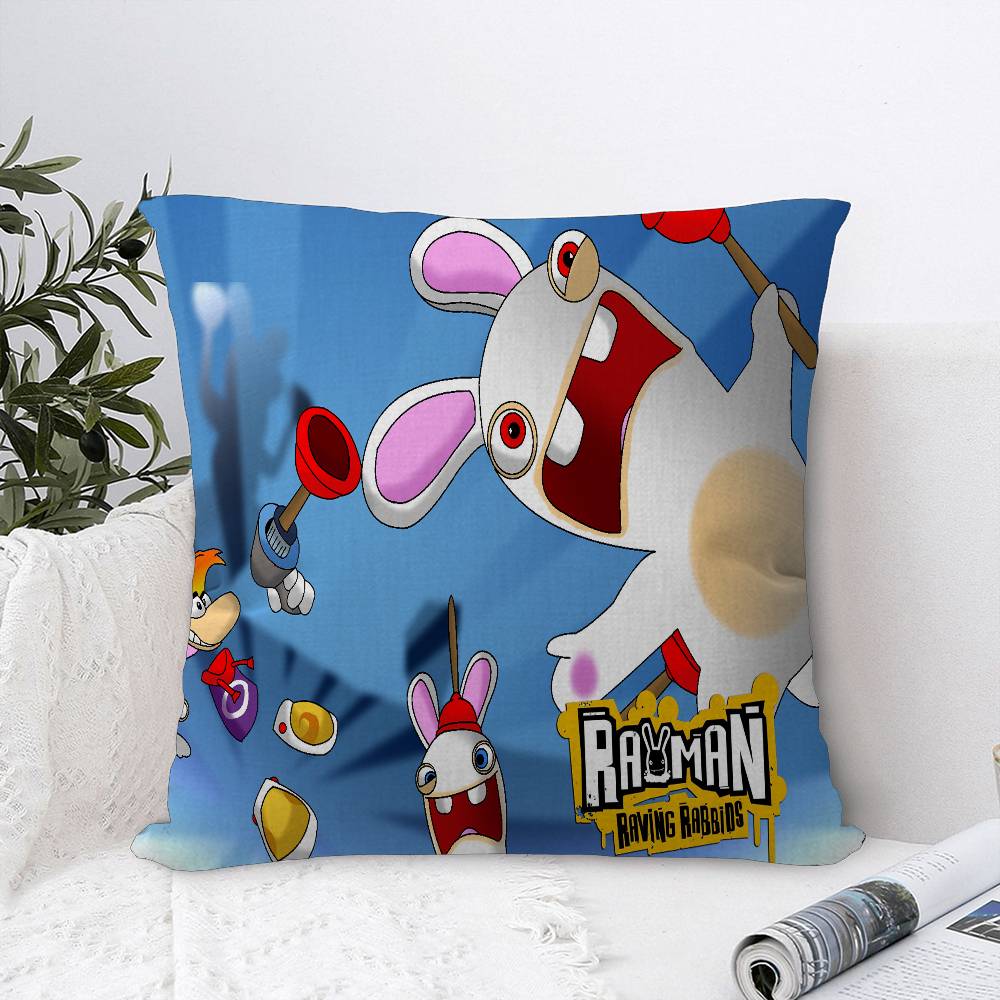 

Classic Cartoon Raving Rabbid Pillow Cushion Cover Pillowcase Living Room Sofa Home Decor Customized 12x12Inch