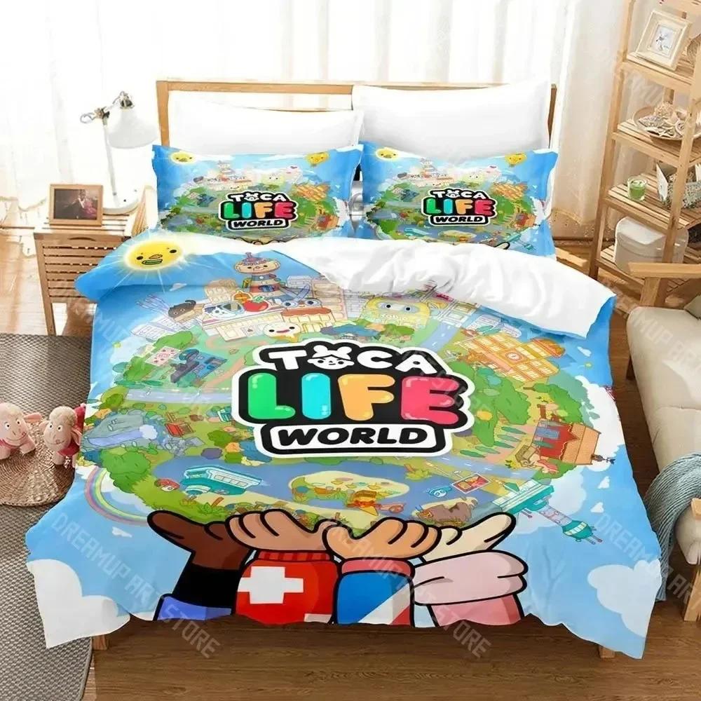 3D Anime Game Toca Bocas Bedding Set King Twin Double Child Bedding Set Microfiber or Polyester Duvet Cover Set Home Textiles
