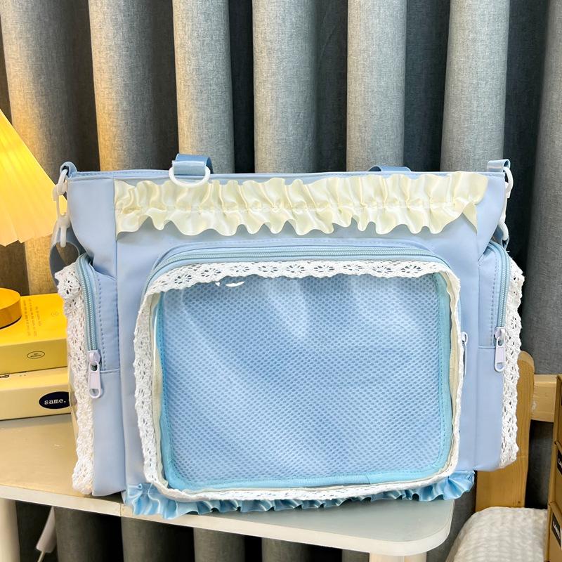 Japanese-Inspired Lace Candy Colored Crossbody Bag for Women