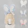 Plush Sweet Rabbit Ears Headband With Elegant Lace And Bowknot Detachable For Cosplay Party And Daily Wear