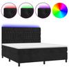 Box Spring Bed with Mattress & LED Black 180x200 cm Velvet
